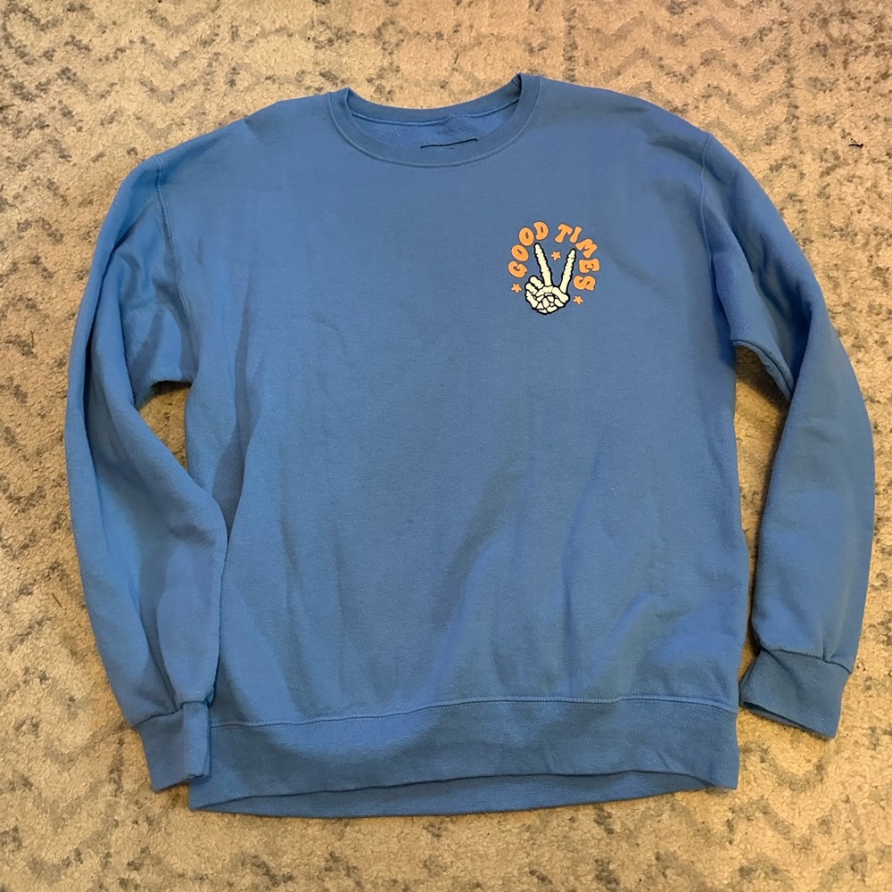 Men's Blue Crewneck Sweater with Graphic